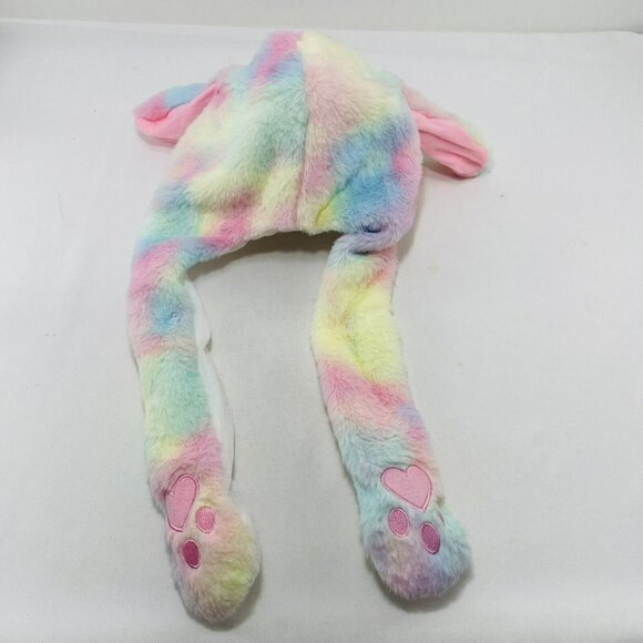 Bunny Rabbit Hat Ear Plush Toy Moving Easter Costume Colorful Rainbow Long Leg - Picture 2 of 10